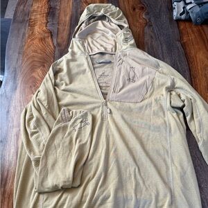 Dive Bomb 230g Merino Wool Power Grid pullover. Integrated facemask.